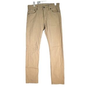 Levis 513 Jeans Mens 30x32 Khaki Slim Straight Stretch Denim Beige Zip Fly